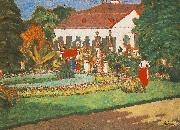 Jozsef Rippl-Ronai Manor-house at Kortvelyes oil on canvas